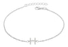 Sterling Silver Rhodium Plated Zirconia  'H' Initial Bracelet 19m/7.5"9