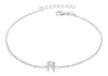 Sterling Silver Rhodium Plated Zirconia  'R' Initial Bracelet 19m/7.5"9