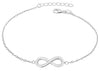 Sterling Silver Rhodium Plated Zirconia  23mm x 8mm Infinity Adjustable Bracelet 16.5m/6.5"-19m/7.5"9