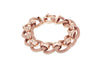 Sterling Silver Rose Gold Plated Large Textured and Polished Rollerball Bracelet 20m/8"9