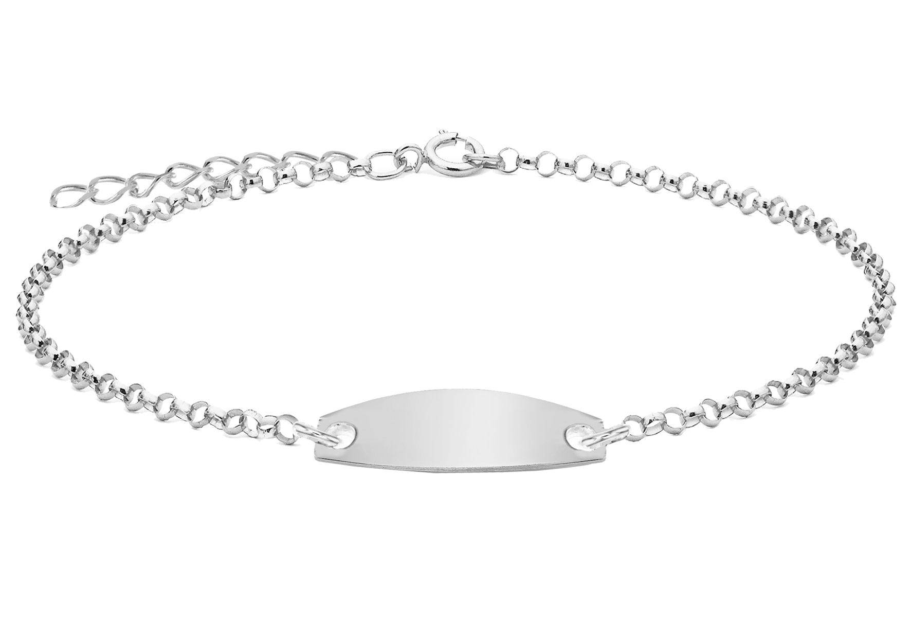 Sterling Silver Oval ID 2.2mm Belcher  Bracelet 13m/5" - 16.5m/6.5"9