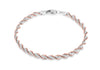 Sterling Silver 2-Tone 4mm Twisted Herringbone Bracelet 19m/7.5"9
