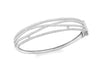 Sterling Silver Rhodium Plated Zirconia  Crossover Bangle