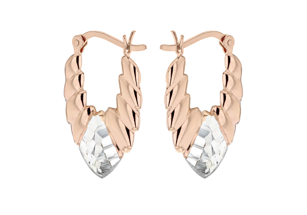 Sterling Silver Rose Gold Plated 15mm x 24mm Deo Laurel Creole Earrings