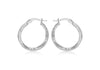 Sterling Silver 25mm Marquise Patterned Triangle-Tube Hoop Creole Earrings
