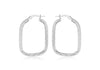 Sterling Silver Patterned Retangle Hoop Earrings