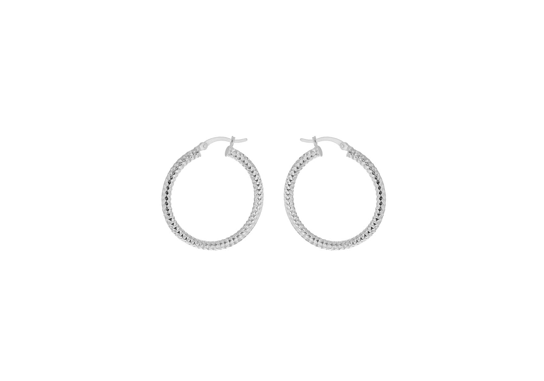 Sterling Silver 25mm Diamond Cut Hoop Creole Earrings