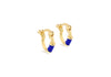 Yellow Gold Plated Blue Nautical Huggie Hoop Earrings
