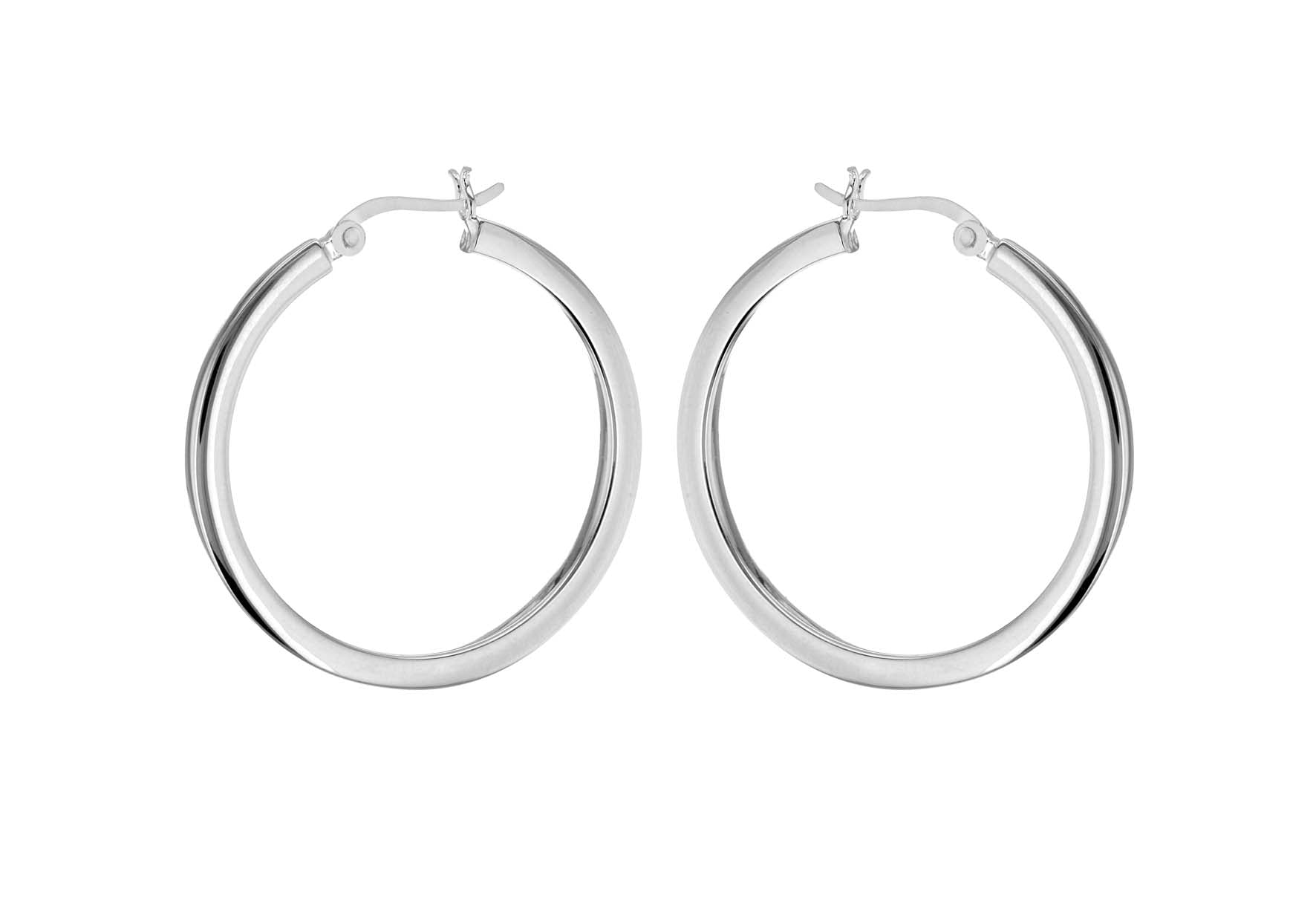 Sterling Silver 35mm Square Tube Creole Earrings