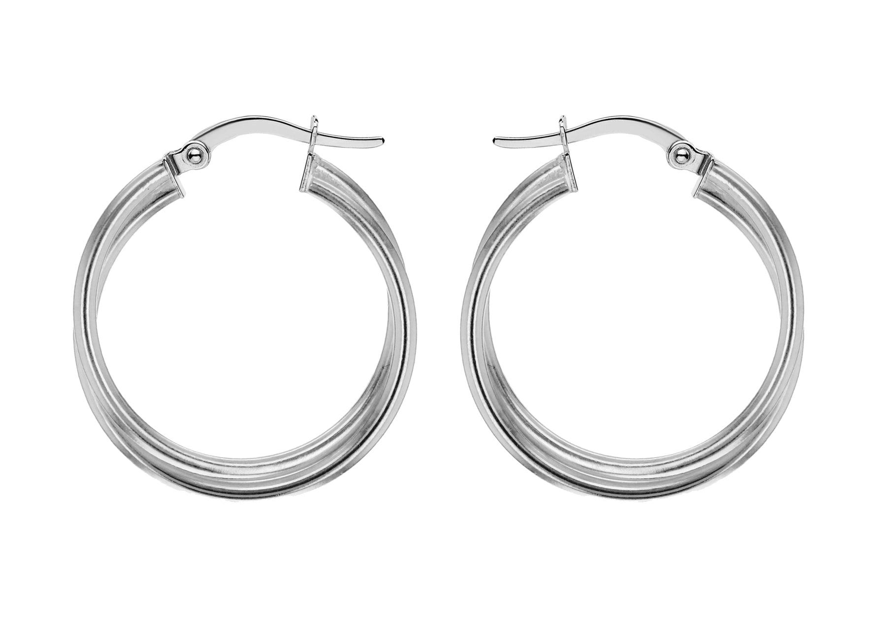Sterling Silver 30mm Double Twist Creole Earrings