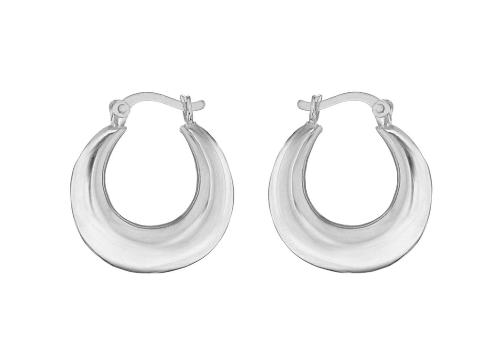Sterling Silver 18.5mm Plain Graduated Creole Earrings