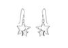 Sterling Silver 15mm x 30mm Double Star Drop Earrings