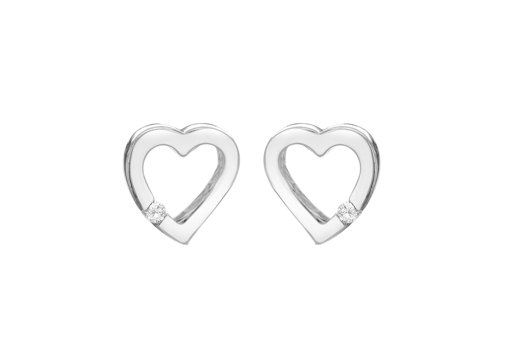Sterling Silver Zirconia  10.2mm x 10.2mm Floating Heart Earrings