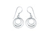 Sterling Silver Tri-Circle & Ball Drop Earrings 