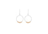 Sterling Silver 2-Tone 19.5mm x 33.5mm Circle Wire and Diamond Cut Balls Drop Earrings