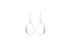 Sterling Silver 2-Tone 14.5mm x 32.5mm Teardrop Wire and Diamond Cut Balls Drop Earrings
