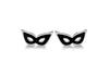 Sterling Silver Mask Rhodium Plated Black Enamel Stud Earrings 