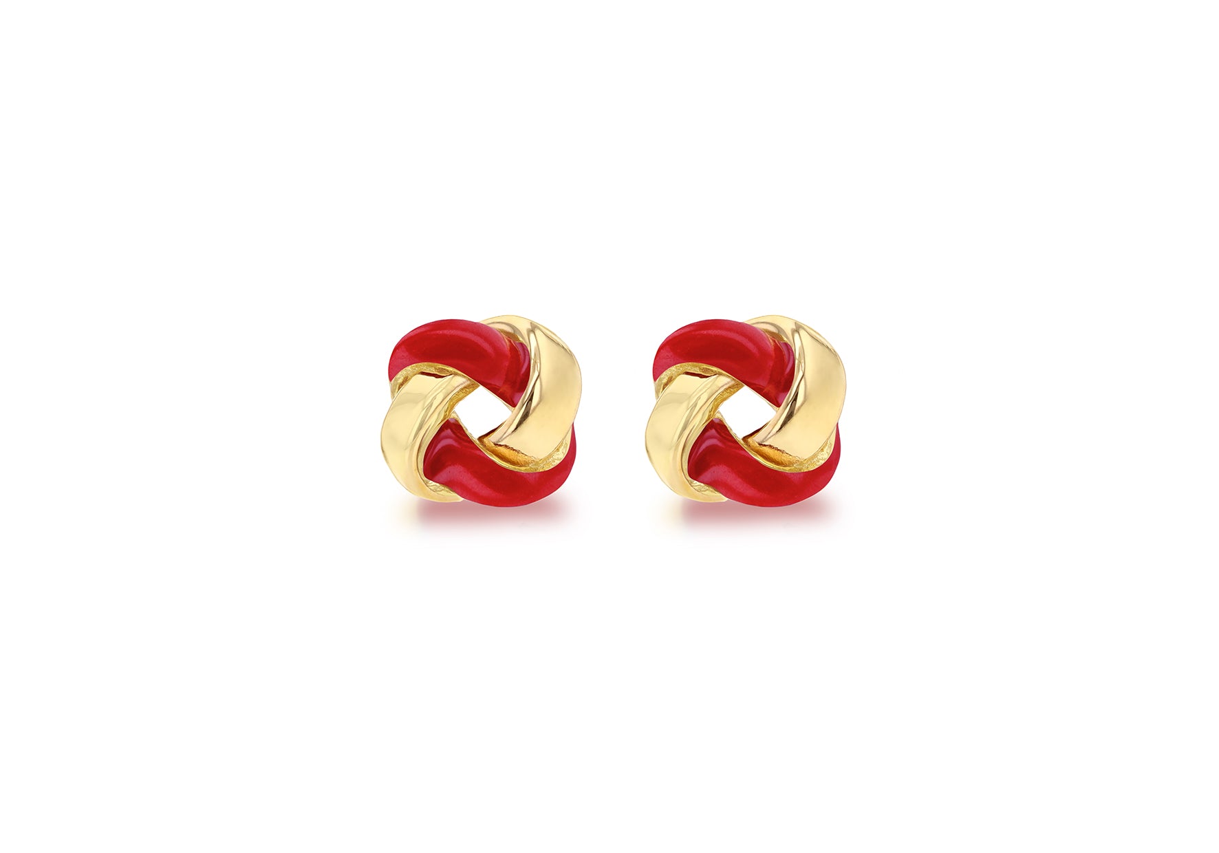 Yellow Gold Plated Sterling Silver Glazed Enamel Knot Stud Earrings