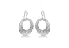Sterling Silver Rhodium Cutout Hammered Drop Earrings 