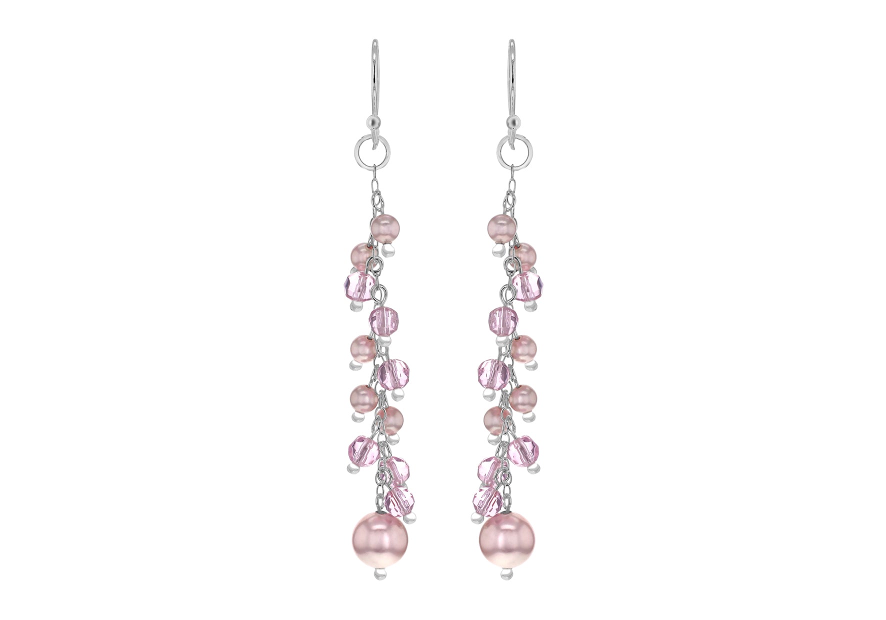 Sterling Silver Pearl & Crystal Drop Earrings 
