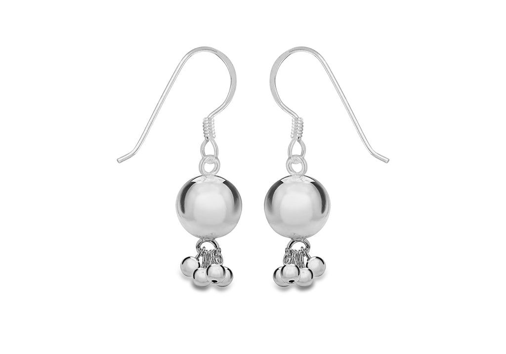 SILVER BALL Cluster EARRing