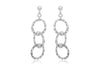 Sterling Silver Tri-Ring Hammered Drop Earrings 