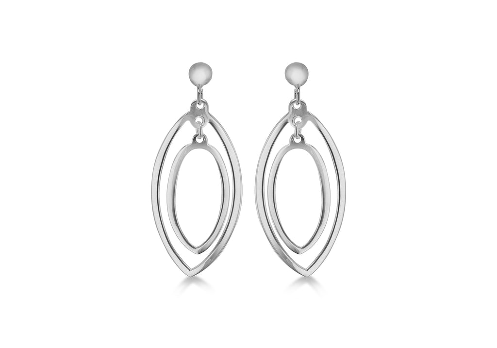 Sterling Silver Twist Oval Drop Earrings