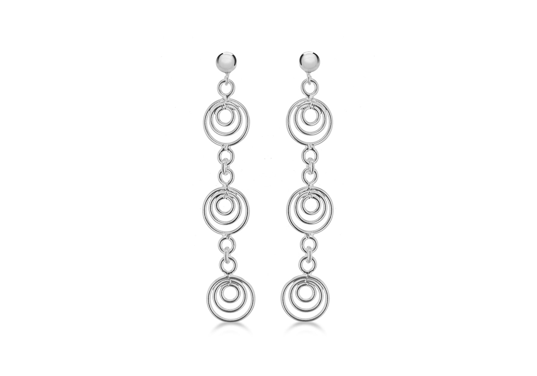 Sterling Silver Tri-Multi Wire Circle Earrings 