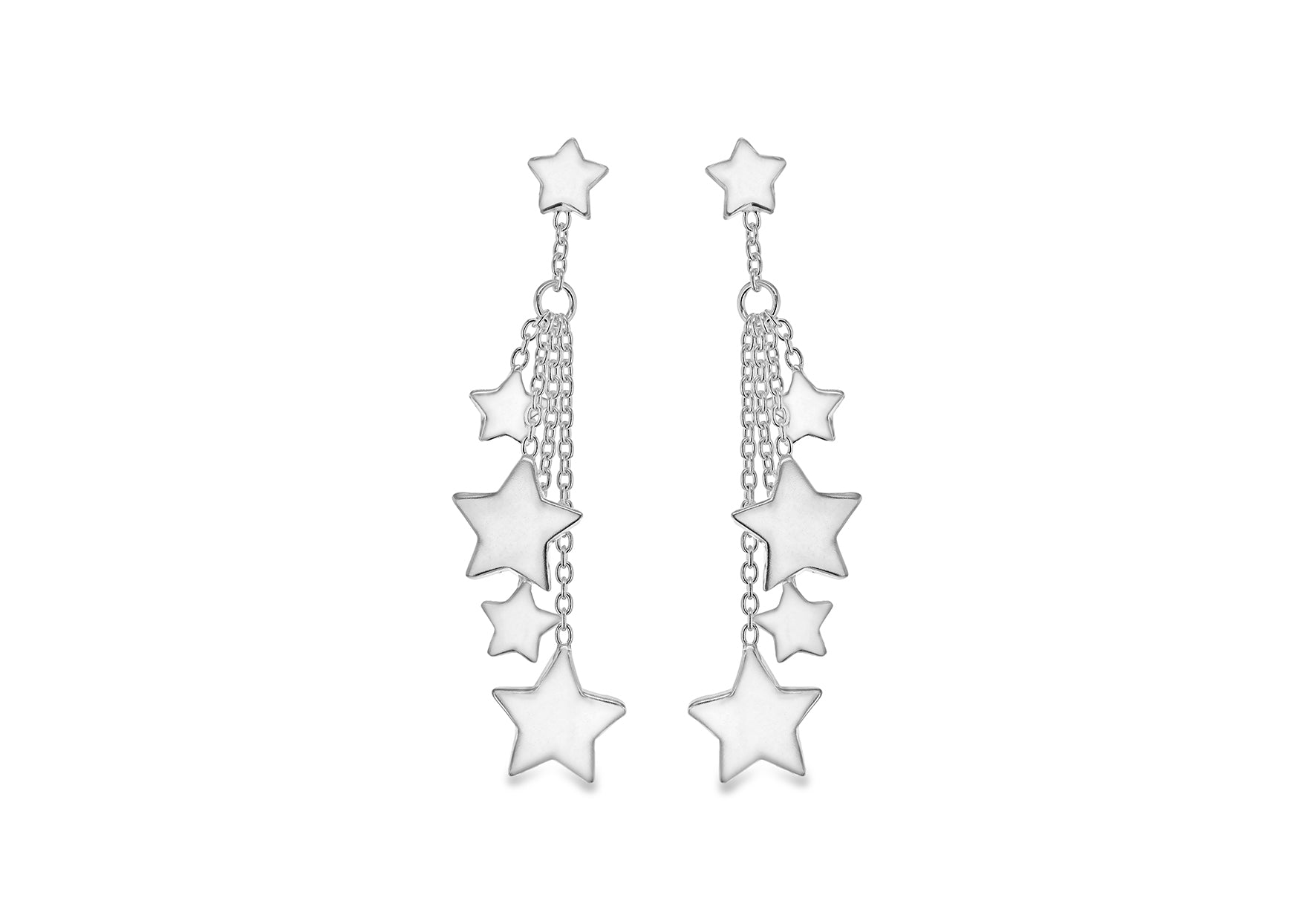Sterling Silver Star Drop Earrings
