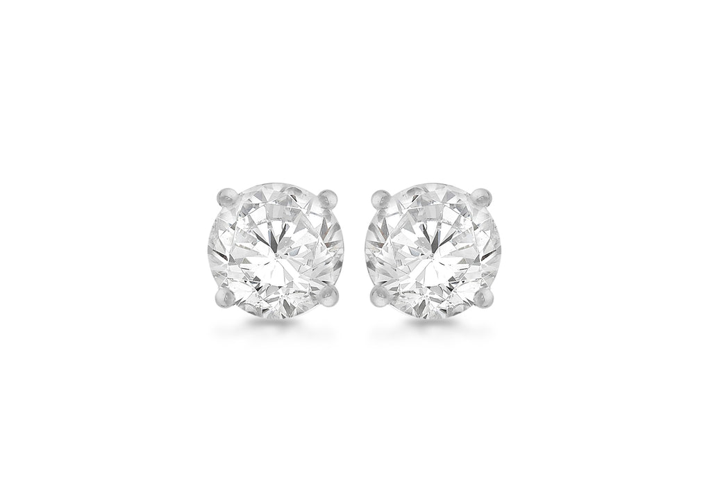 SILVER ROUND Zirconia  EARRing