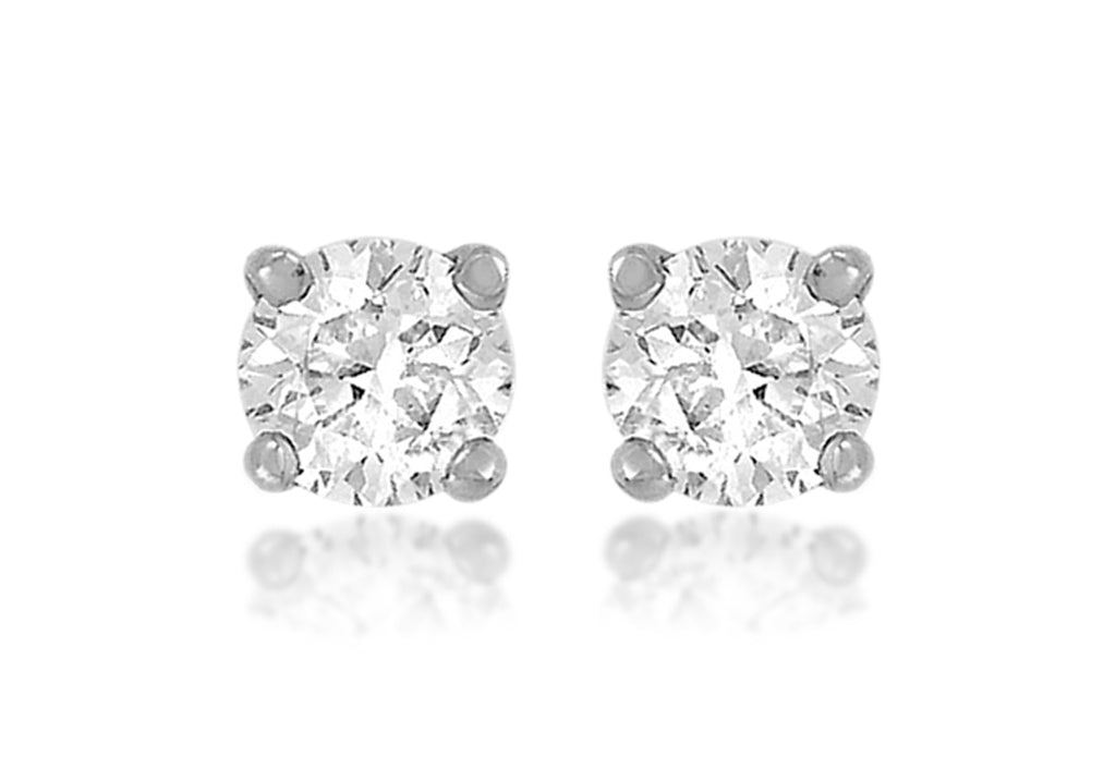 SILVER 3MM W/Zirconia  STUD EARRing