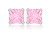 Sterling Silver Square Pink Stone Set Earrings