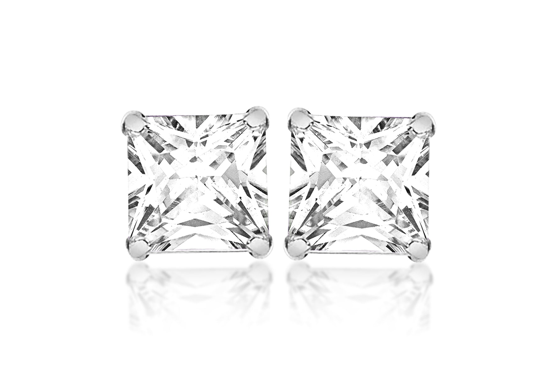SILVER 7MM SQUARE W/Zirconia  EARRing