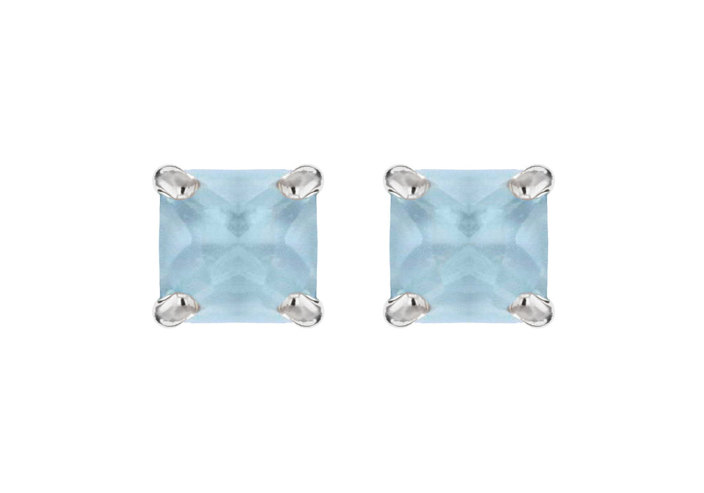 SILVER 5MM SQ AQUA Crystal  ST ER9