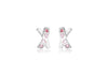 Sterling Silver Pink Mother of Pearl Heart Kiss Stud Earrings