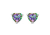 Sterling Silver Rhodium Plated Aurora Heart Shaped Zirconia  Earrings