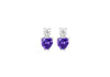 Sterling Silver Purple Zirconia Heart and White Zirconia Earrings