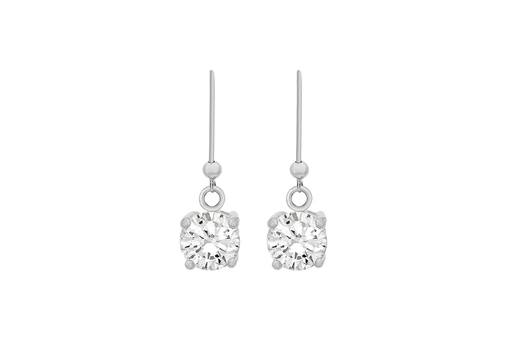 Sterling Silver Zirconia  Stone Set Round Drop Earrings