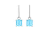 Sterling Silver Light Blue Square Zirconia Drop Earrings
