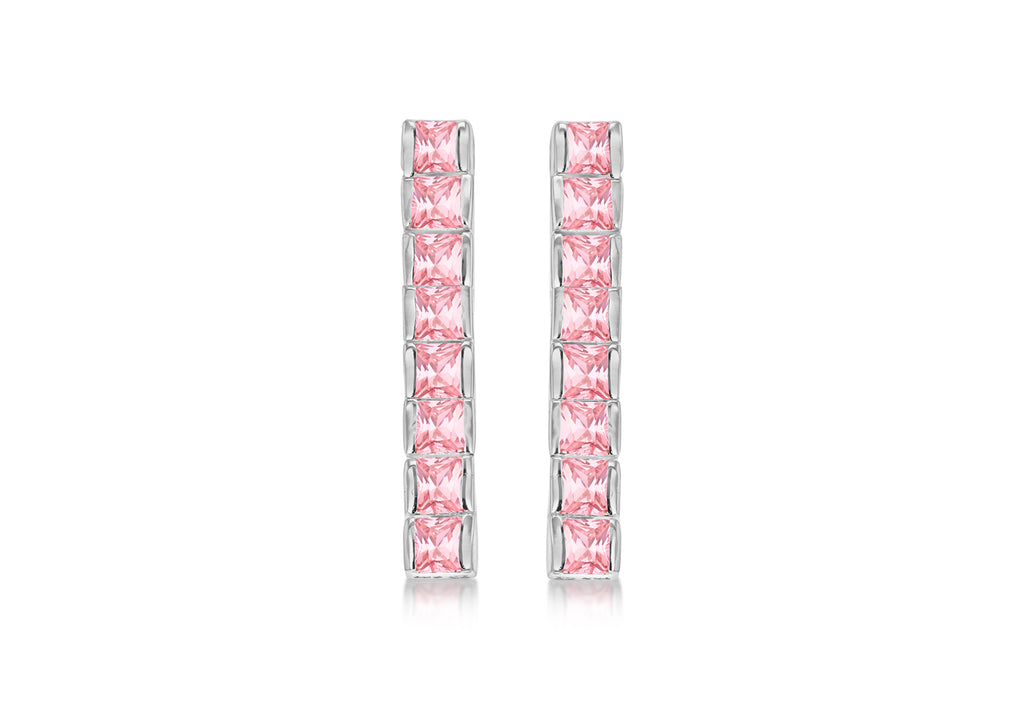 SILVER PINK 8Zirconia  TENNIS DROP ER9
