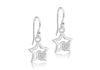 Sterling Silver White Zirconia Star & Heart Drop Earrings 
