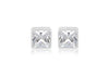 Sterling Silver White Zirconia Square Stud Earrings