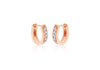 Sterling Silver Rose Gold Plated Zirconia  11mm x 11.9mm Lever Bak Hoop Earrings