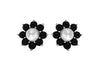 Sterling Silver Pearl & Onyx Flower Cluster Stud Earrings 