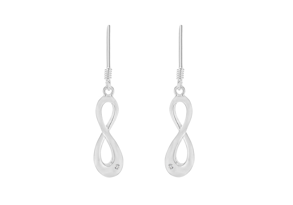 Sterling Silver Figure 8 Zirconia Drop Earrings 