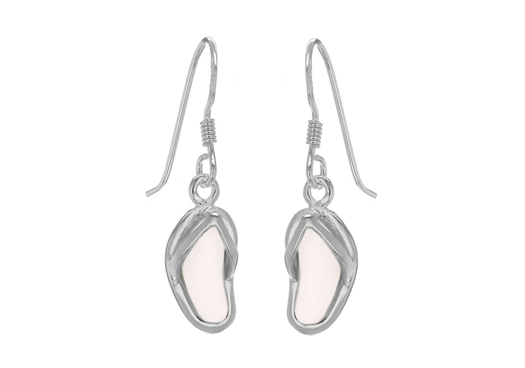 Sterling Silver Mother of Pearl Flip Flop Drop Earrings