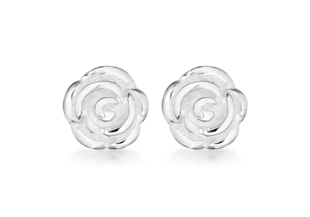 Sterling Silver 8mm Rose Stud Earrings