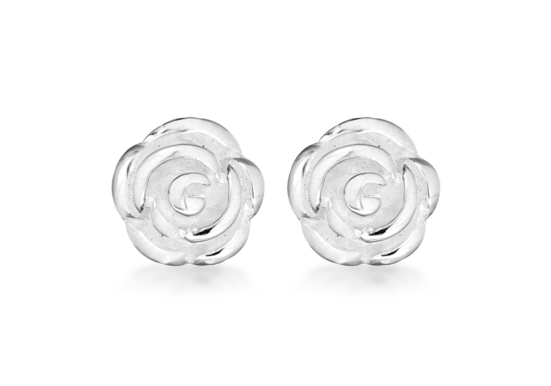 Sterling Silver 8mm Rose Stud Earrings