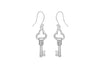 Sterling Silver White Zirconia Set Key Drop Earrings