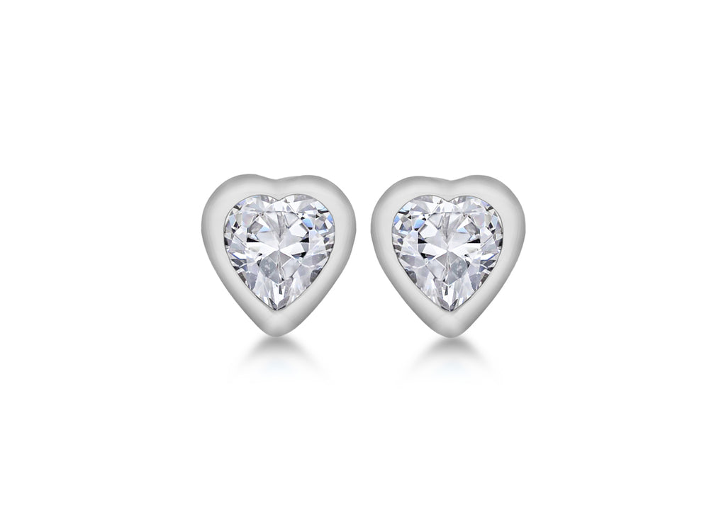 SILVER RHO WHT Zirconia  HRT STUD ER9